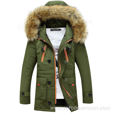 men's cotton-padded jackets thick large fur collar hooded